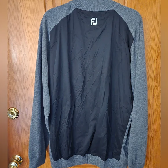 FootJoy Windproof Tech 1/4 Zip Sweater Pullover Golf XXL Black Gray Wool Blend